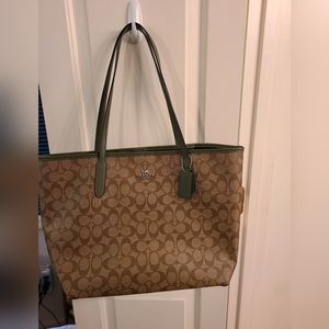 Coach City Tote with Olive Green straps